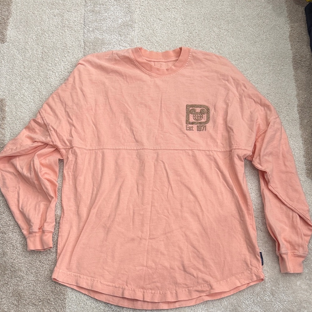Disney Spirit Jersey Peach Crewneck Tee with Glitter Accent